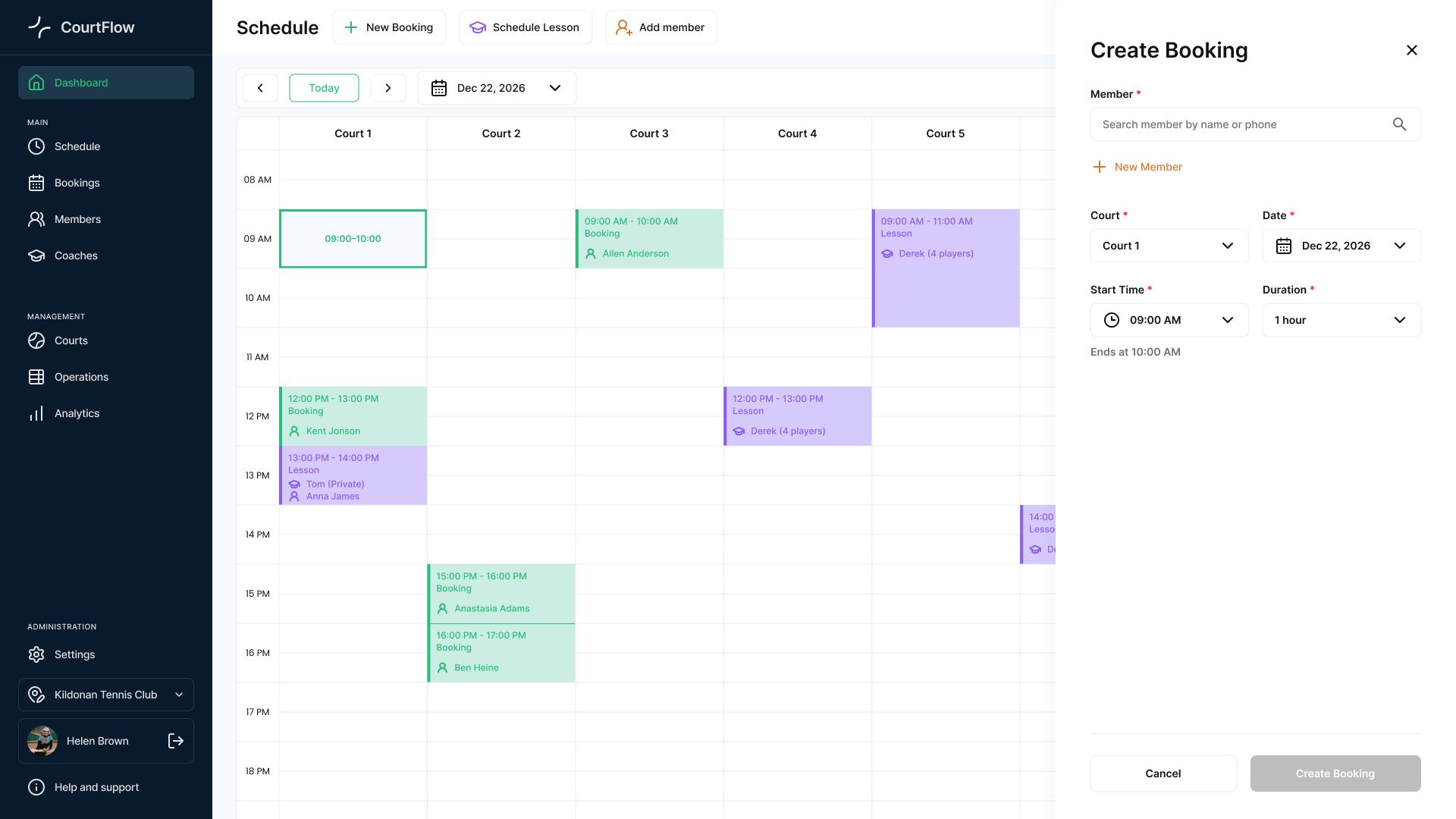 Create booking